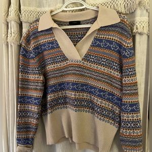 J Crew Vintage Winter Print Sweater